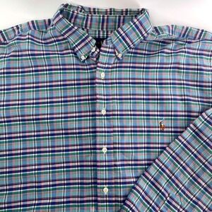 Ralph Lauren Mens Big Tall Plaid Button Down Shirt Long Sleeve Classic Fit  2XB